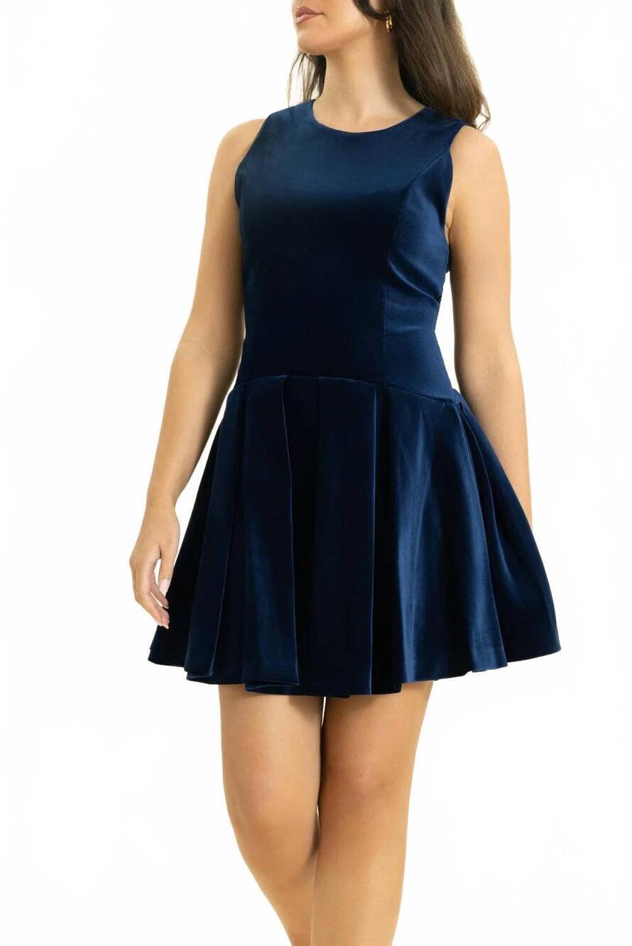 NEW ALICE + OLIVIA adley sleeveless mini dress in dark midnight blue
